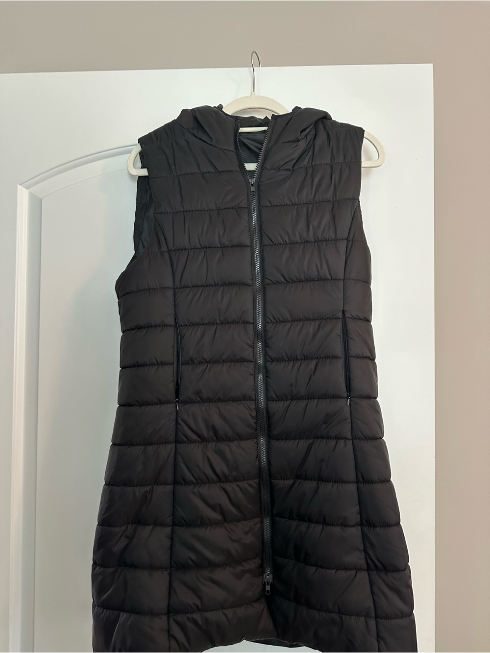 Black Quilted Hooded Puffer Vest